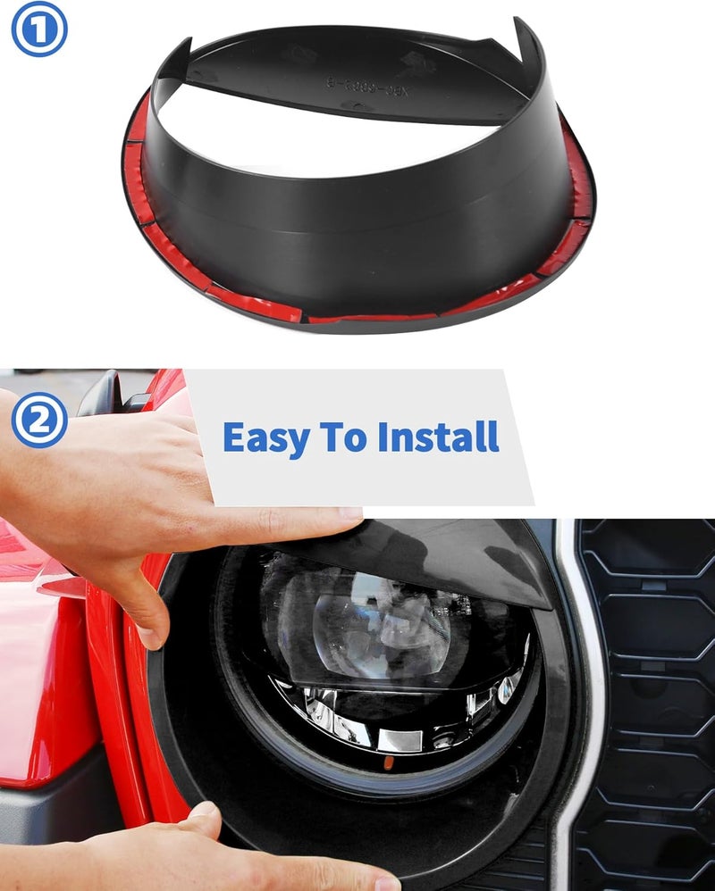 DSWSQ Birds Eyes Headlight Trim Cover for 2024 + Jeep Wrangler JL Gladiator JT Front Headlight Frame Trim Cover Bezels Decor Headlamp Garnish Ring Surround Cover Trim Exterior Accessories - Image 5